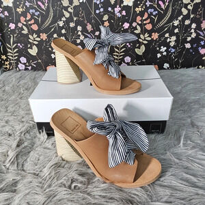 DOLCE VITA | Womens Amber Heels Caramel Stripe Bow size 6.5